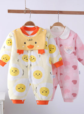 夹棉婴儿连体衣连体衣棉服保暖