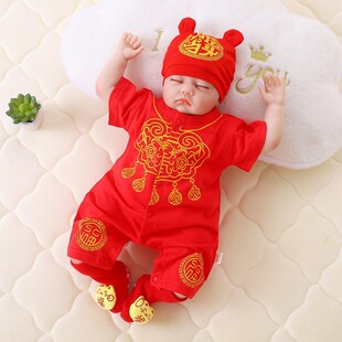 100天婴儿衣服女宝百天照男孩龙凤胎满月百岁岁三个月宝宝夏装7月