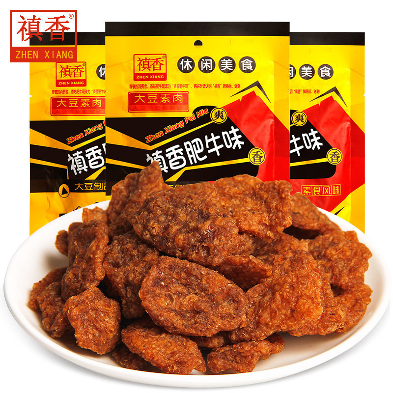 禛香肥牛大豆素肉辣条牛肉味香菇肥牛8090儿时小零食怀旧小吃整箱