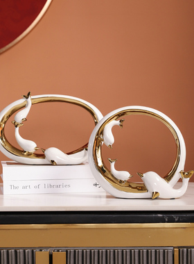 酒柜摆件轻奢高档创意海豚装饰品客厅餐边柜橱柜新婚乔迁桌面摆设