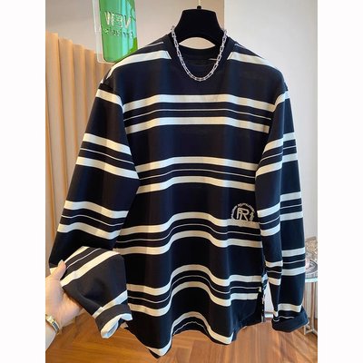 特大码300斤高级感条纹长袖t恤女