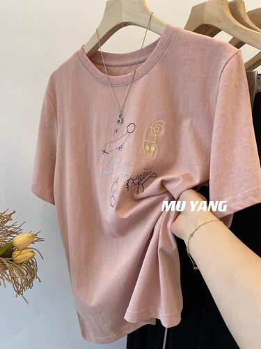 胖mm大码200斤纯棉趣味短袖T恤女