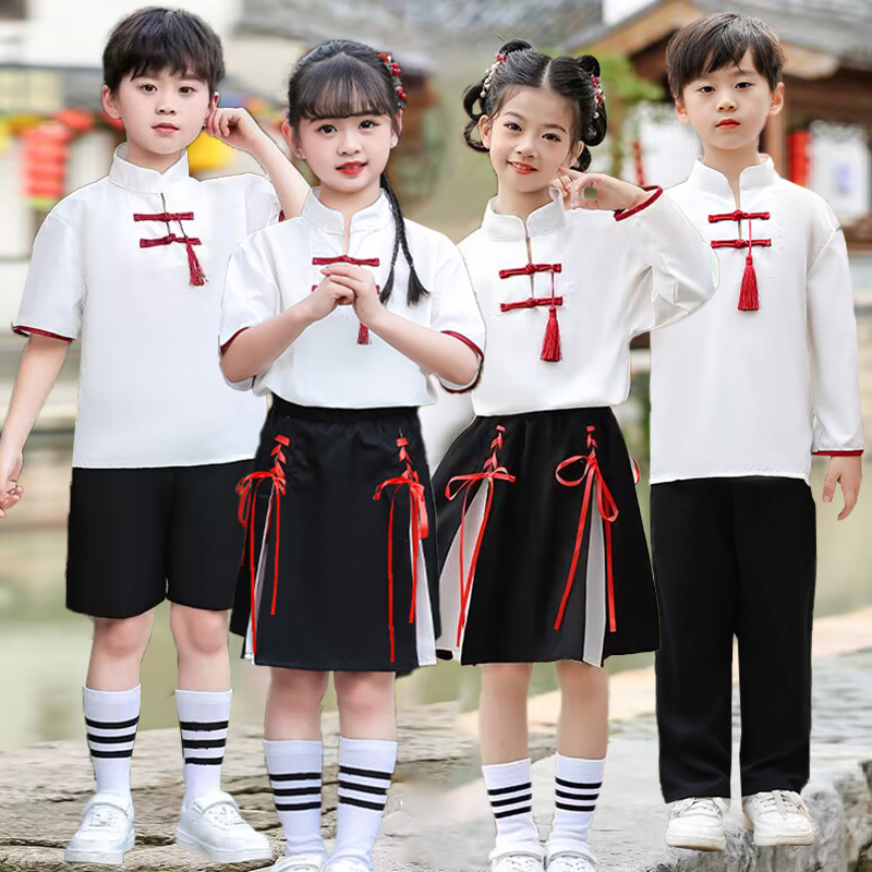 国庆节儿童合唱演出服中国风幼儿毕业班服朗诵小学生运动会表演服