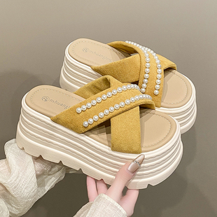 增高8cm厚底拖鞋女夏外穿高级感配裙子2026新款超火海边绝美凉拖