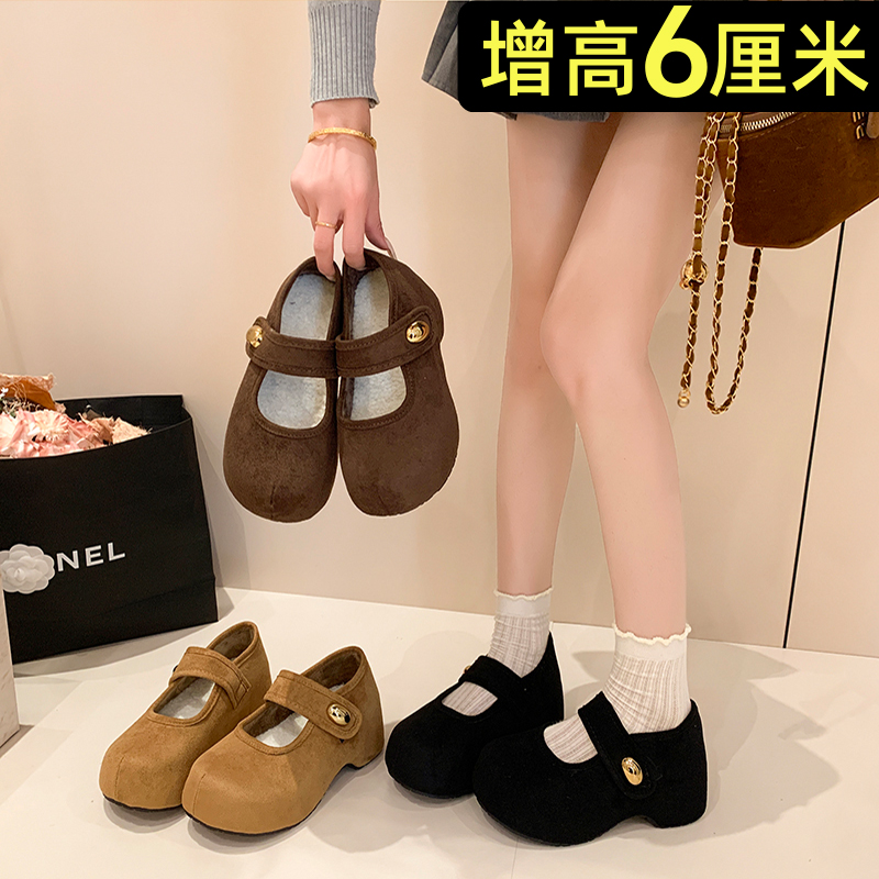 秋冬新款魔术贴浅口棉单鞋