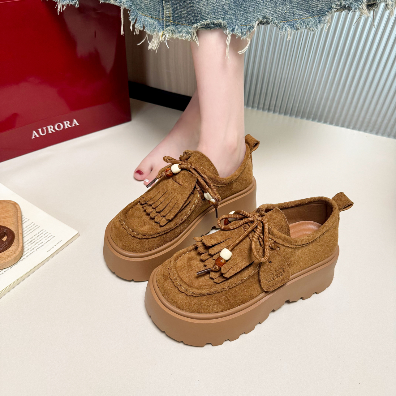 百搭系带小个子增高勃肯鞋