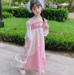 桃花笑桃花姑娘仙女连衣裙胭脂妆儿童汉服国风古典舞蹈服花蝴蝶春