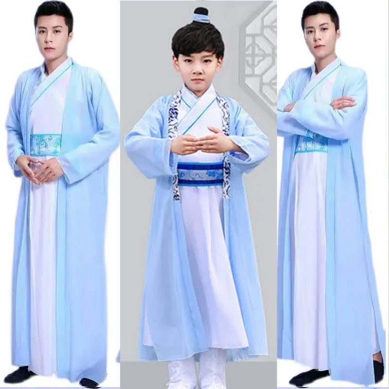 成人古装国学汉服男唐宋大侠客武士书生才子飘逸仙气儿童演出服装