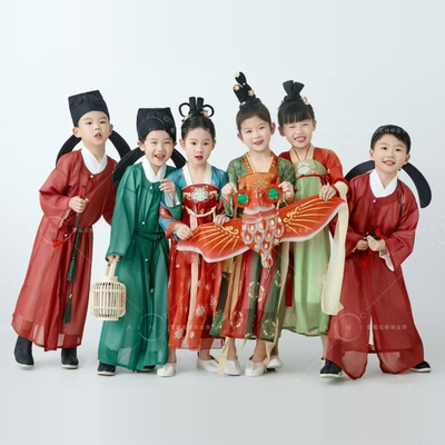 唐朝宋制诗人李白杜甫孟浩然高适王维古装儿童汉服国学服诗词朗诵