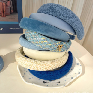 蓝色发箍2025年网红新款 高颅顶头箍春夏百搭外出发捆洗脸压发头饰