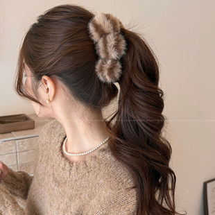 秋冬毛球香蕉夹大号发量多后脑勺盘发夹时尚百搭高马尾夹竖夹头饰