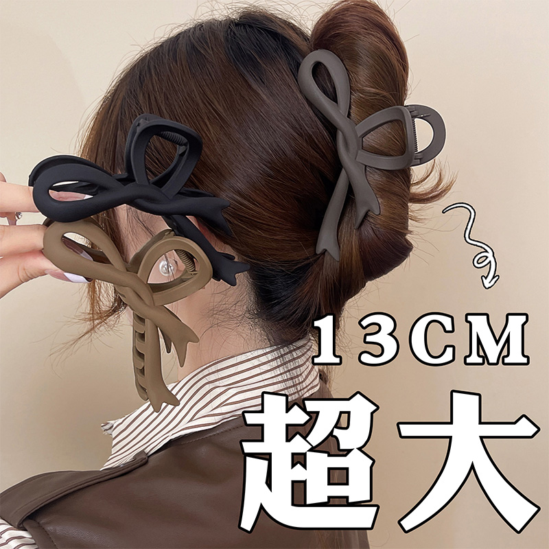 仰岳磨砂蝴蝶结抓夹高级感鲨鱼夹