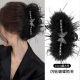 闪钻蝴蝶羽毛抓夹高级感气质黑色毛毛鲨鱼夹大号发量多盘发发夹子