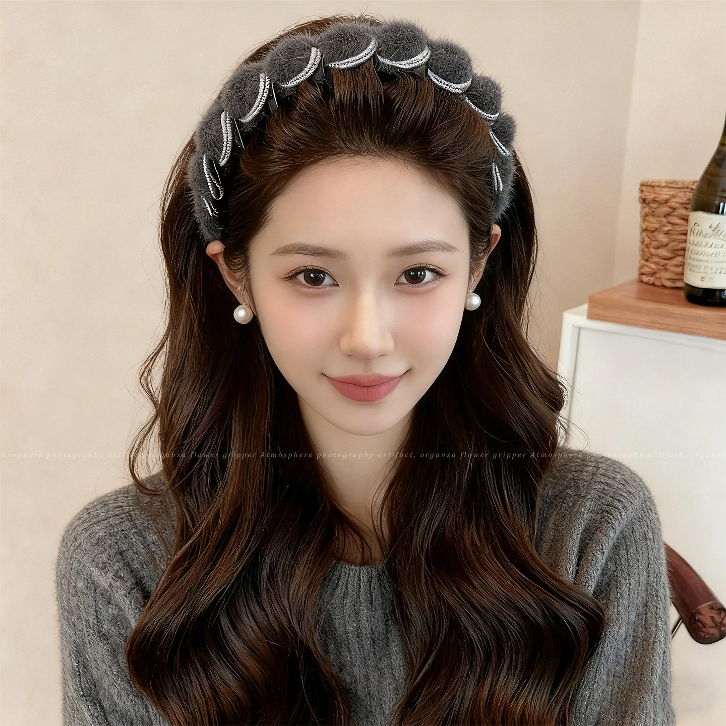 毛绒发箍秋冬加厚波浪高颅顶蓬松