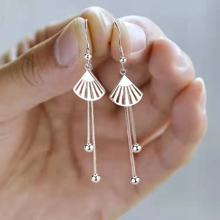 纯银长款耳环流苏气质耳钉耳坠