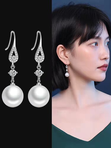 正品S925纯银珍珠耳环耳饰耳钉女纯银耳环女网红耳坠防过敏礼物