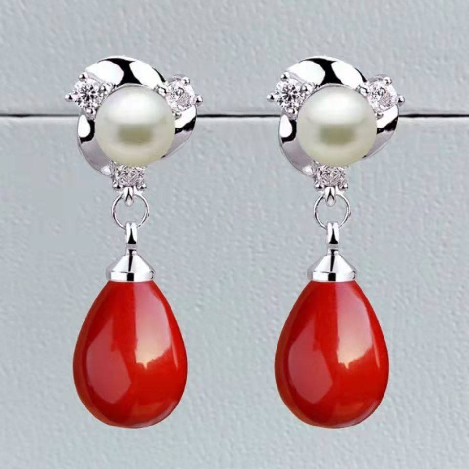 S925纯银珍珠耳环无耳洞耳夹韩国长款大红色新娘耳坠女简约气质耳,饰品/流行首饰/时尚饰品新,耳夹,淘宝优惠券,粉丝福利购,淘宝优惠卷