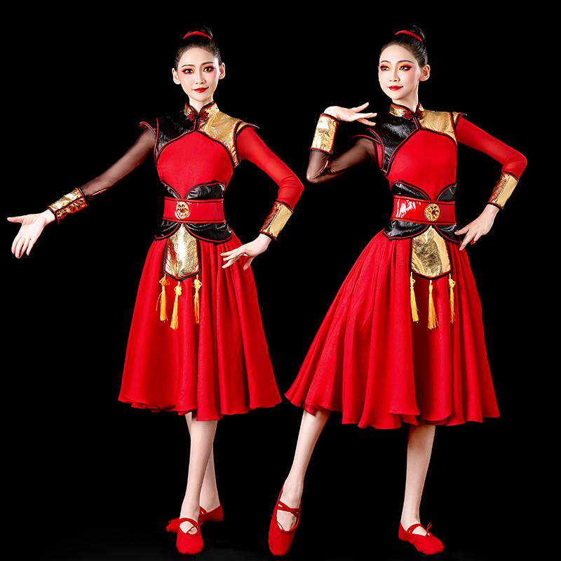 击鼓快板表演女子服装中式腰鼓水鼓舞蹈表演开场舞蹈服装现代成人