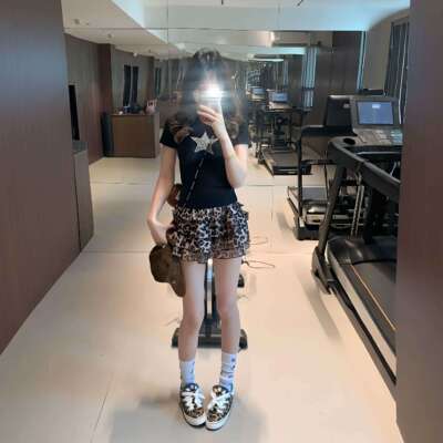豹纹短裙女夏半身裙裤薄款蛋糕裙美式辣妹绑带复古慵懒风2026新款