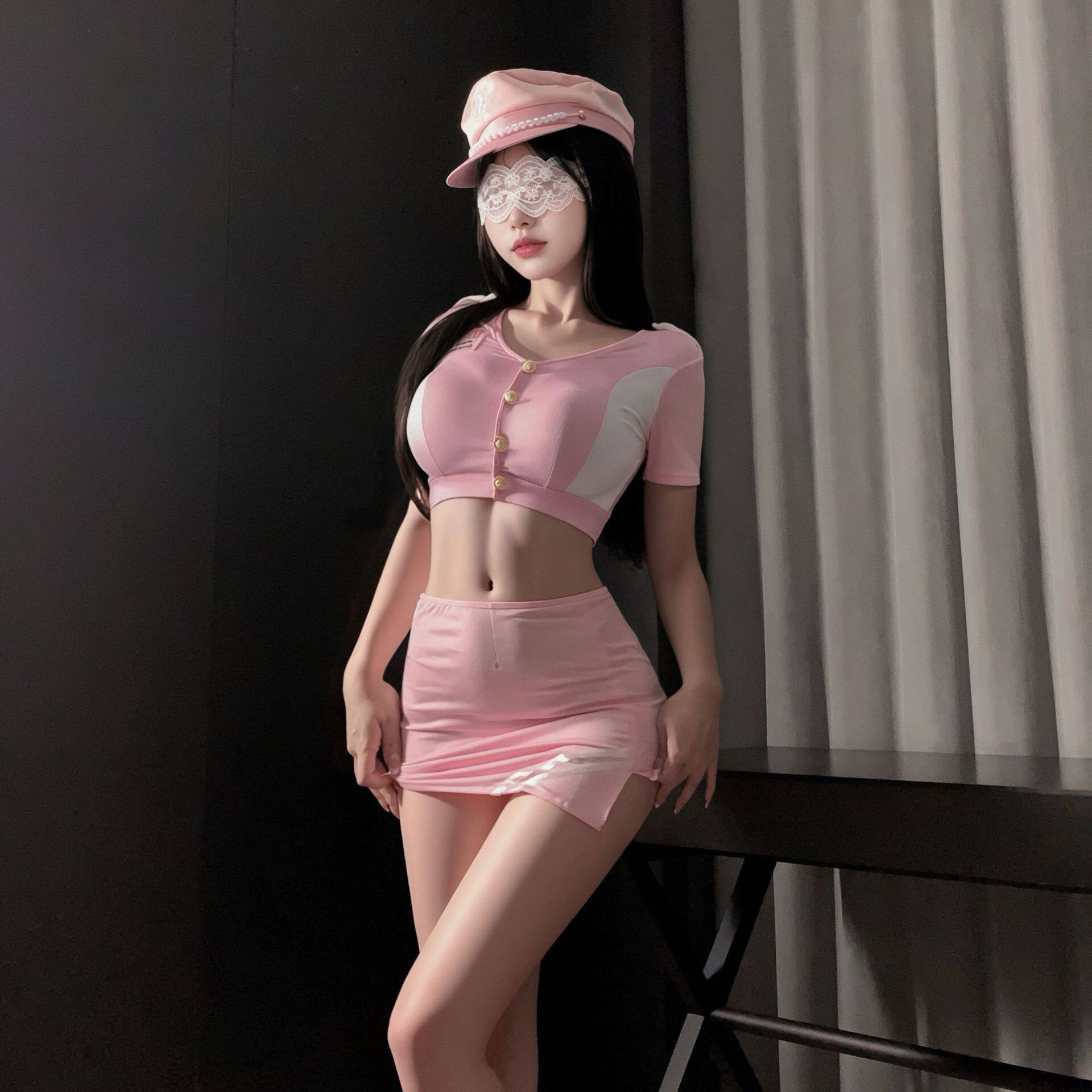 大码性感粉色紧身秘书空姐制服女