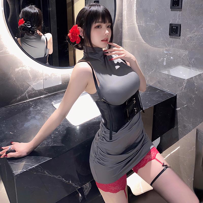 御姐辣妹可掀高领包臀睡裙性感