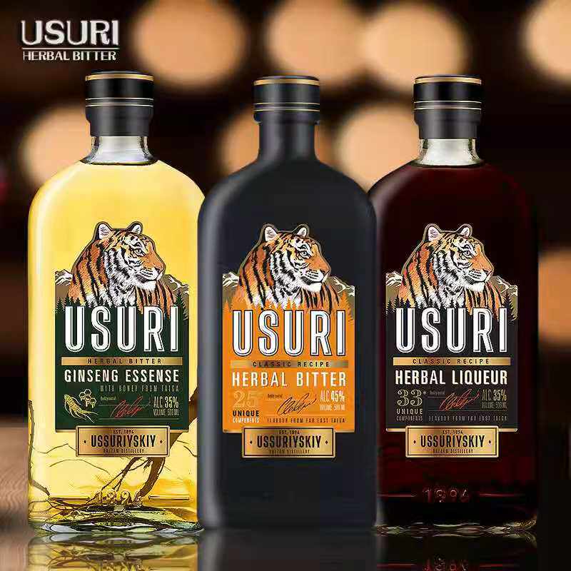 俄罗斯usuri伏特加虎头酒小虎酒强酊蜜酊草酊酒白酒养生滋补500ml