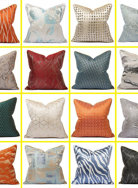 橙色抱枕客厅沙发靠垫样板间酒店民俗现代轻奢高档大靠枕护腰枕套