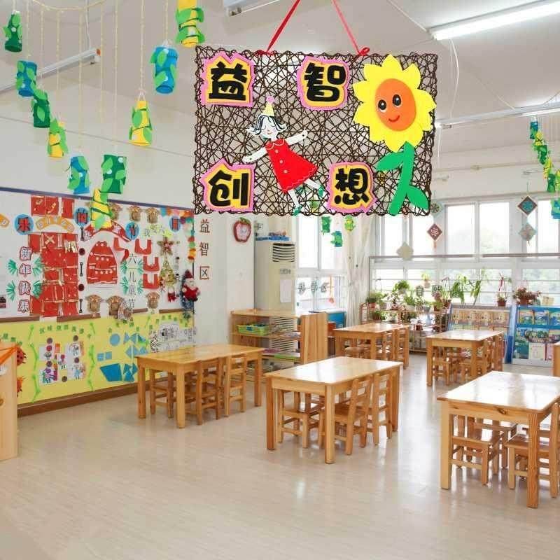 幼儿园区域吊牌教室装饰布置材料纸编织区角主题活动手工挂饰