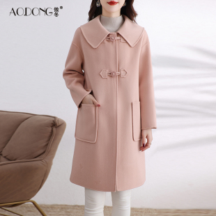 羊毛呢气质时尚 韩版 显瘦外套秋冬 高端双面绒大衣女中长款 2023新款