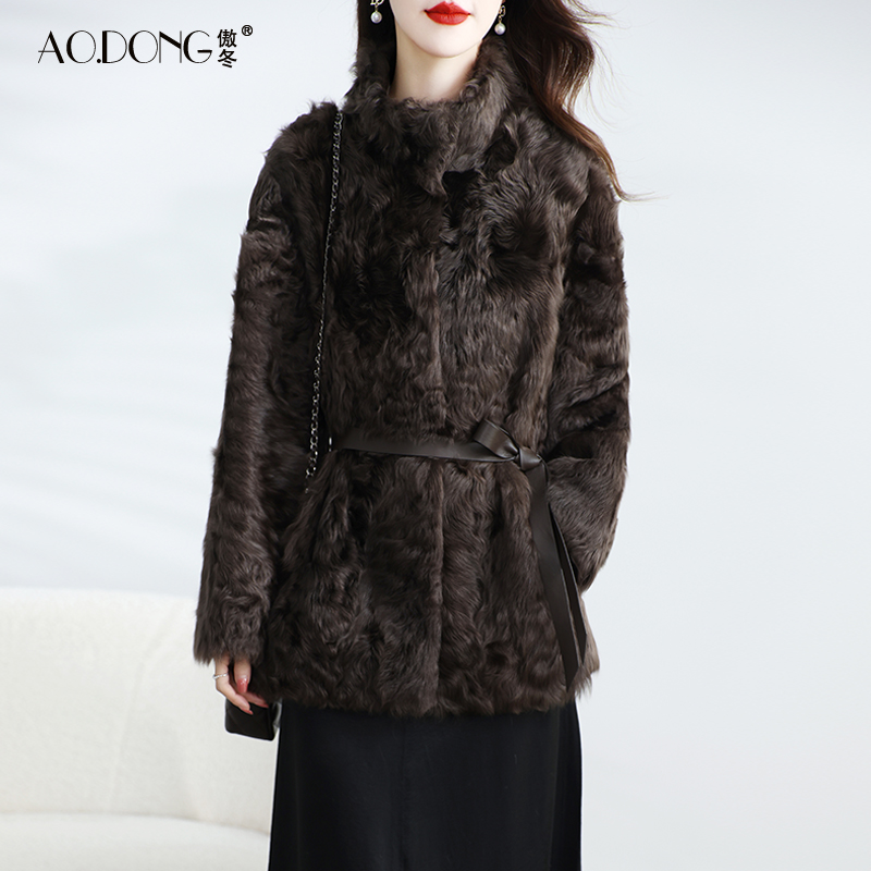 新款海宁高端小湖羊皮毛一体皮草