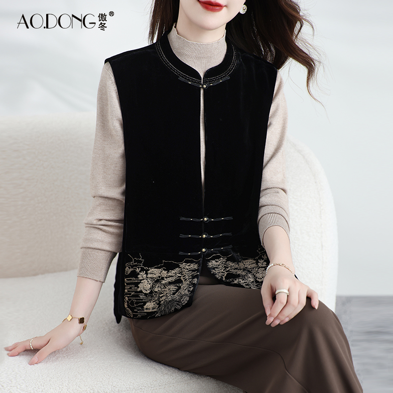 真丝丝绒上衣女外套背心