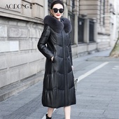 海宁皮衣真皮羽绒服女长款 大衣加厚保暖狐狸毛领连帽皮草外套冬季