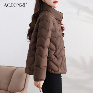 冬季 白鸭绒加绒加厚外套韩版 保暖羽绒服女立领2023新款 小个子短款