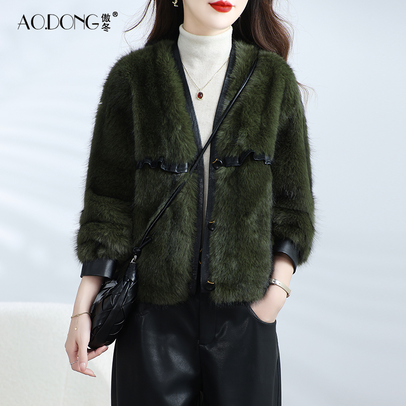 新款海宁仿狐狸毛环保皮草外套