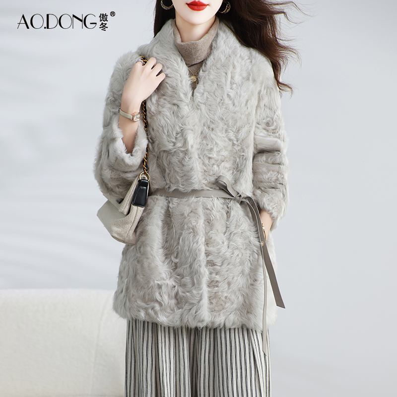 海宁高级感小湖羊皮毛一体皮草