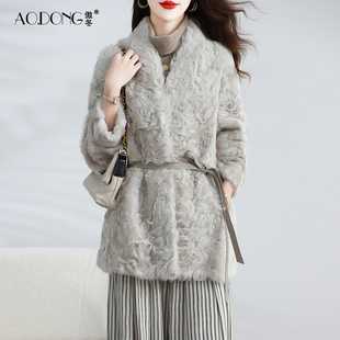 海宁高级感小湖羊皮毛一体皮草女羊羔毛轻奢毛毛柔软中长款款外套