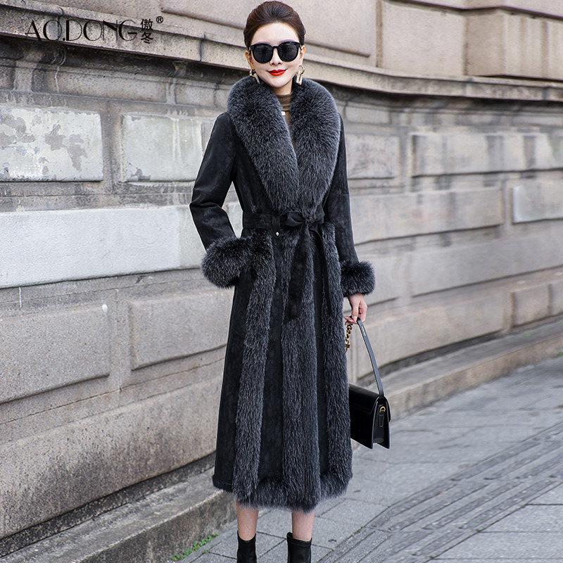 海宁兔毛皮草一体外套女狐狸毛领修身妈妈轻奢中长款气质大衣冬季,女装/女士精品,皮衣,淘宝优惠券,粉丝福利购,淘宝优惠卷