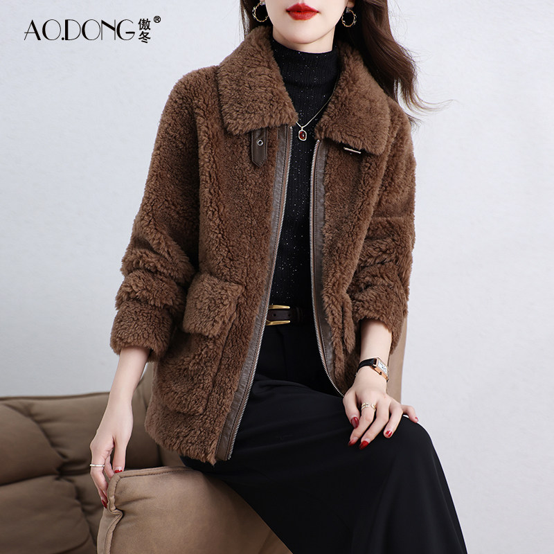 新款海宁颗粒绒皮草外套女短款一体时尚保暖加厚羊羔毛大衣冬季,女装/女士精品,皮草,淘宝优惠券,粉丝福利购,淘宝优惠卷