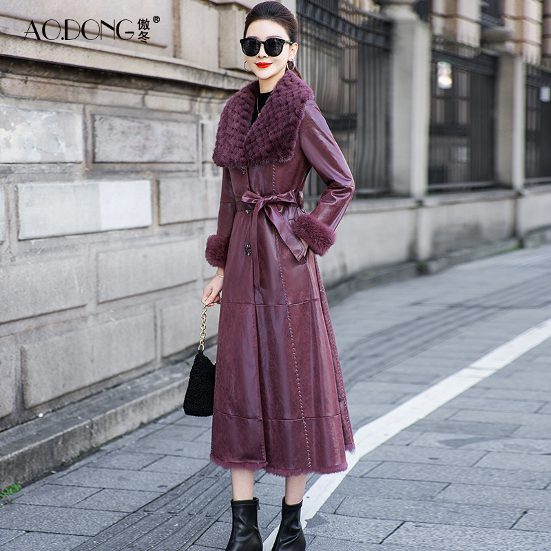 海宁兔毛皮草一体外套女