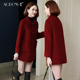 修身 新款 双面绒大衣女中长款 中老年妈妈羊毛呢显瘦娃娃领外套秋冬