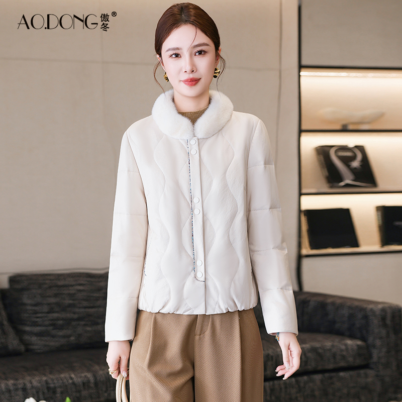 海宁皮衣中国风真皮羽绒服