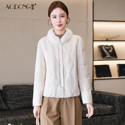 海宁皮衣中国风真皮羽绒服