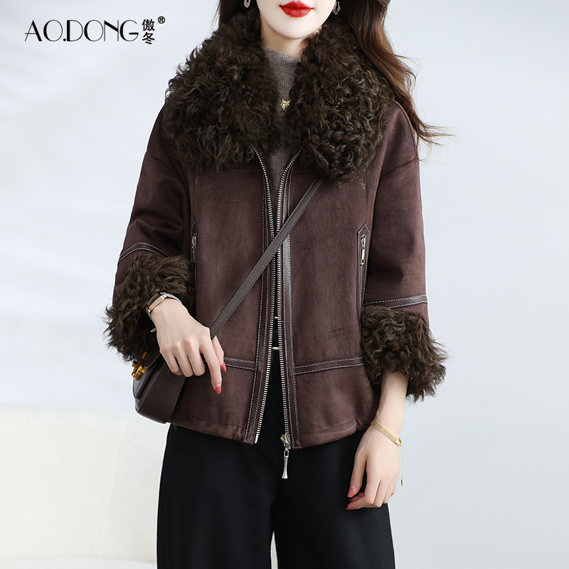 新款海宁兔毛皮草一体外套