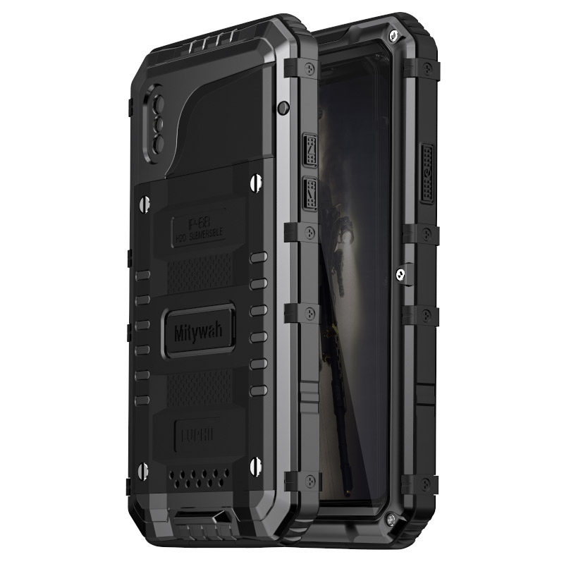 Luphie Beowulf IP68 Waterproof Diving Tempered Glass Silicone Shockproof Aluminum Metal Case Cover for Apple iPhone X