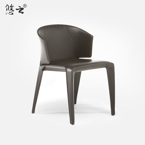 悠云意式极简设计餐椅真皮