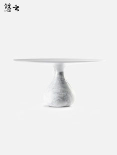 餐桌天然大理石圆餐台设计师圆形餐桌 bobis罗奇堡法式 悠云 roche