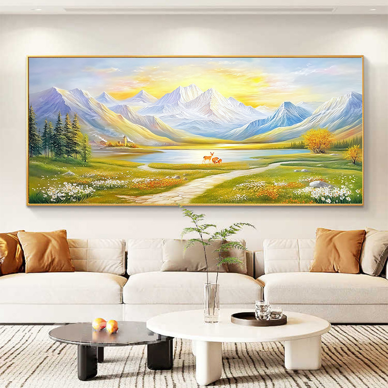 聚宝盆客厅装饰画日照金山聚财