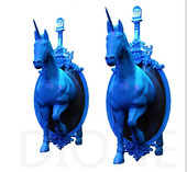 独角兽半身马镜子壁饰后现代KTV会所陈设别墅售楼处大气霸气