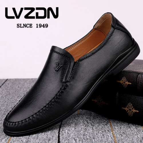 LVZDN男士捡漏清仓特价商务正装真皮休闲皮鞋男品牌折扣豆豆鞋子 - 封面