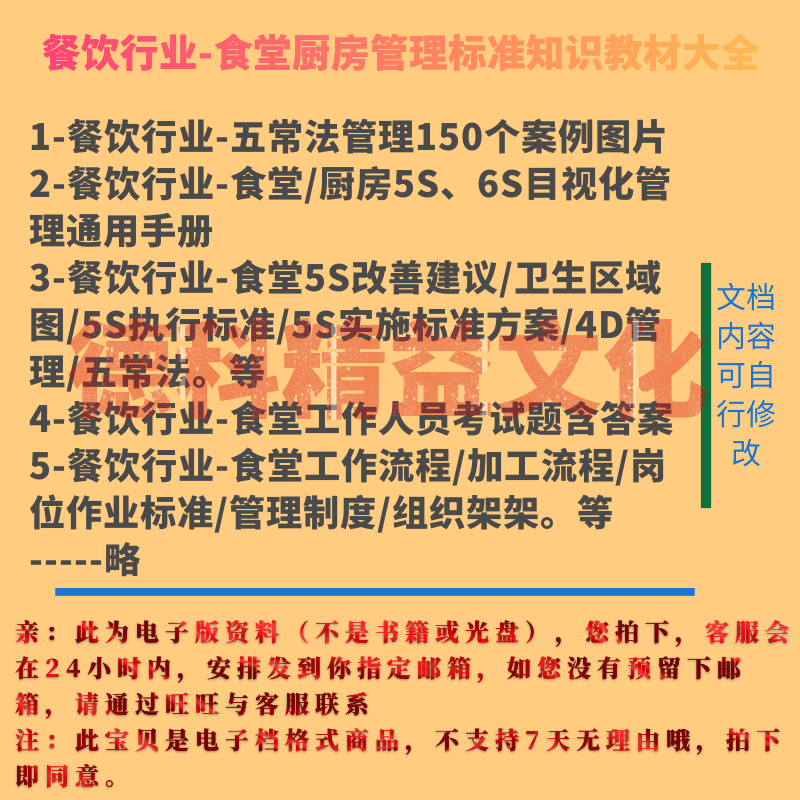 食堂厨房5S|6S目视化4D标准管理企业 餐饮五常法管理150个案例